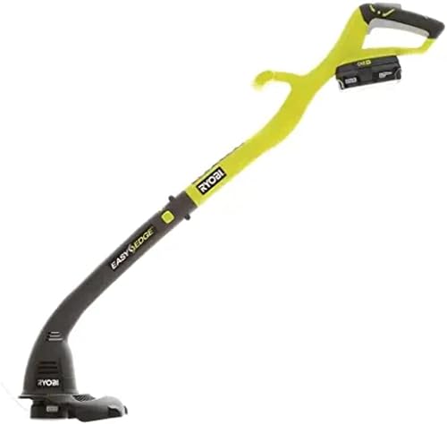 Ryobi One+ - Desmalezadora y bordeadora de transmisión eléctrica curva, sin cuerda, con batería de ion de litio, de 18 voltios