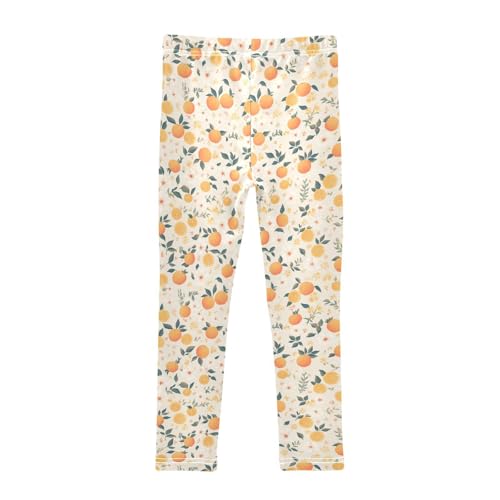 KLL Floral Pattern Orange Fruits Toddler Girls' Active Leggings Stretch Full Length Lounge Pants Gym2