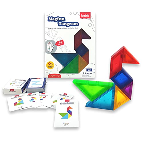 KEBO Tangram Magnético 3D. Juego Educativo, Rompecabezas con 7