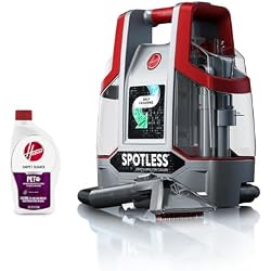 Hoover Spotless المحمولة السجاد + التنجيد بقعة الأنظف آلة، آلة الشامبو خفيفة الوزن، مزيل بقع الحيوانات الأليفة، سيارة والسيارات Detailer، زوج مع حل الأنظف السجاد Hoover