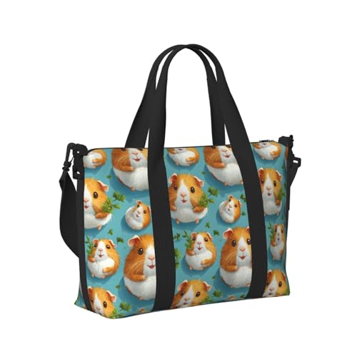 Laptop Tote Bag for Women Work - Kawaii Guinea Pig Print Weekender Overnight Bags for Women Travel, Gym Duffle Bag for Men, Personal Item Crossbody Travel Bags for Men Carry On