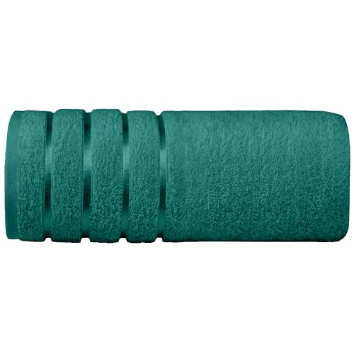 Image of Elegant Comfort 100% Turkish Cotton 4 Lines Viscose Stripe Jumbo Bath Towel - Hotel Spa Quality Extra Large 35 x 70 Inch Bath Towel Ultra Soft, Super Absorbent Quick Dry Large Bath Towel, Turquoise