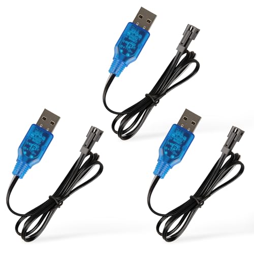 3 PCS 3.7V HSP Câble, HSP avec Prise SM-2P, Chargeur pour Batterie RC, Véhicules Télécommandés, Drones, Camions, Hélicoptères