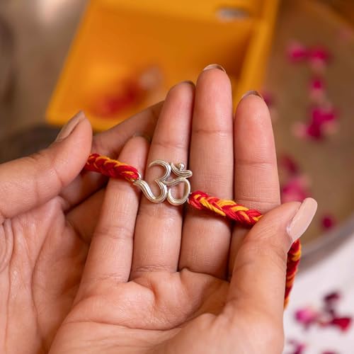 Image of Shyle 925 Silver Rakhi for Bhai | Om Shiva Sutra Rakhi | Premium Gift for Brother | Crafted in 925 Sterling Silver