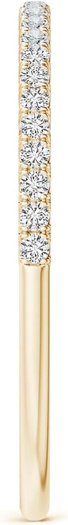 Angara 0.15 ct Split Prong Diamond Half Eternity Ring in 14K Yellow Gold | Natural Diamond Wedding Ring for Women | April Birthday, Anniversary Jewelry Gift | HSI2 | 1.1mm | Ring Size- 9.5