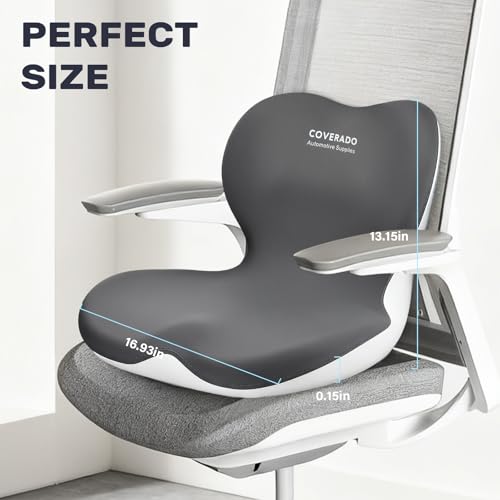 Coverado [Upgraded] Car Seat Cushion and Lumbar Support Pillow One Piece, Memory Foam Ergonomic Back Support Driving Seat Cushion for Back Pain, Non-Slip Washable Cushion for Car, Driver, Office by Coverado - Used condition - Image 8