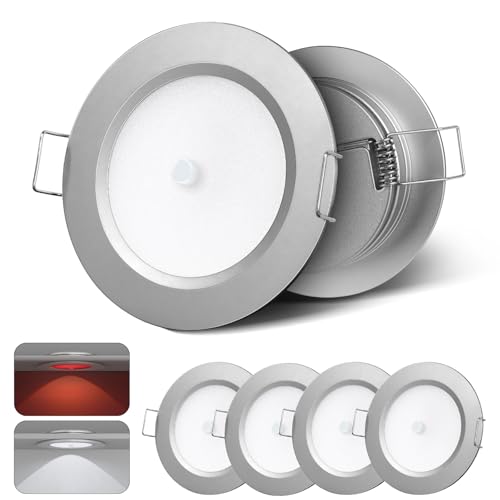 camperxlite Lot de 4 Spot LED 12V Camping-car, 2,5W Spot Encastrable 24V avec Lumière Rouge,...