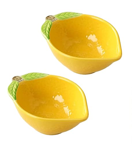 123Arts Ceramic Dessert Bowls, Set of 2, Lemon Shape Side