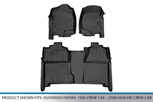 Maxliner Floor Mats 2 Row Liner Set Black For 2007-2013 Silverado/Sierra 1500 Crew Cab - 2007-2014 2500/3500 Hd Crew Cab #TOP4