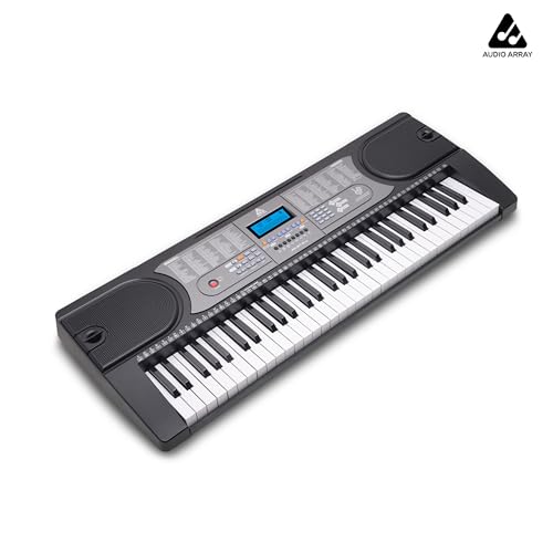Image of Audio Array AK-61 Pro 61-Key Portable Electronic Keyboard with LCD Display, Built-in Speakers, Mic Input & Included Mics, 255 Timbres, 512 Rhythms, Battery & Adapter Powered