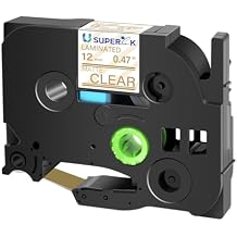 USUPERINK 1 Pack TZe-M34 12mm 0.47 Laminated Tape Compatible with Brother P Touch Label Tape 1/2 inch TZe TZ-M34 TZeM34 Gold on Matte Clear TZe TZ Label for PT-H100 PT-H110 D200 D210 D400 D600