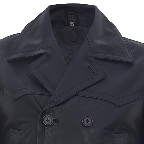 Mens Cow Hide Leather Jacket Dr Who Naval German Pea Coat4