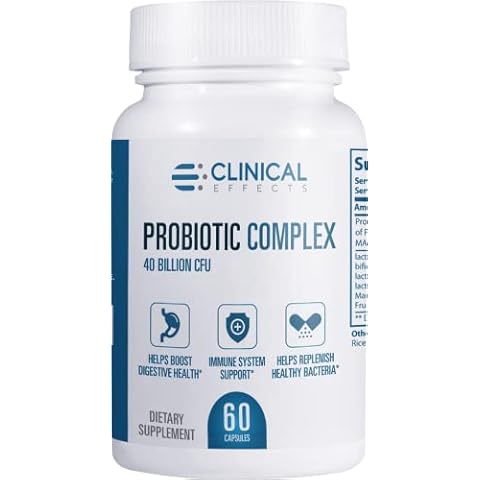 Clinical Effects Probiotic Complex - Gut Health Probiotics for Women and Men - 6 Key Organic Probiotic Strains to Support Digestion and Overall Health - 60 Veggie Probiotic Capsules - Made in The USA Cover