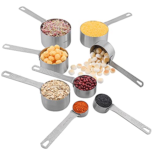 Smithcraft Measuring Cups, 8 Piece Dry Measuring Cup Set, 18/8 Stainless Steel Measuring Cups For Baking, Metal Kitchen Measure Cups With 1/16, 1/8, 1/4, 2/3 And 3/4 Cup Measuring Cup, Cooking Gadgets #TOP2