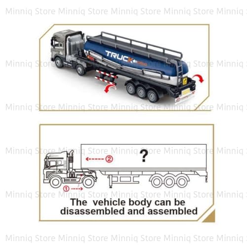 Image of Oil Tanker Trailer Transport Truck with Lights and Sounds Friction Powered Trailer Model Diecast Truck Toys Best Birthday Gift for Kids (Oil Tanker Trailer Truck)
