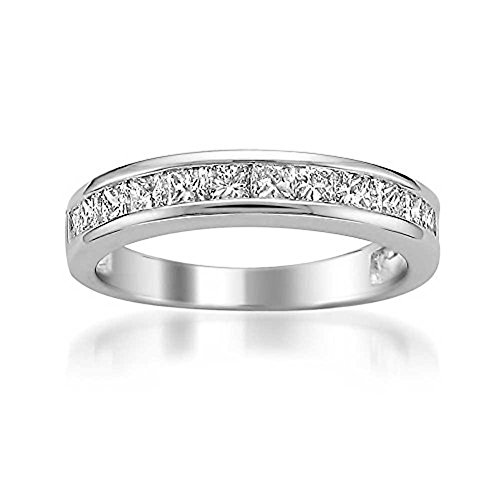 Platinum Princess-Cut Diamond Bridal Wedding Band Ring (1 cttw, G-H, VS2)