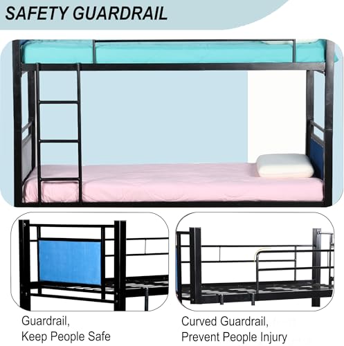 Image of Spacecrafts Adult Bunker Cot | Metal Bunk Bed Frame with Ladder | Mild Steel | Sturdy Guardrails | Space-Saving Design | Frame only | Mattress Not Included (Size: L:202, W:99, H:167 CM)