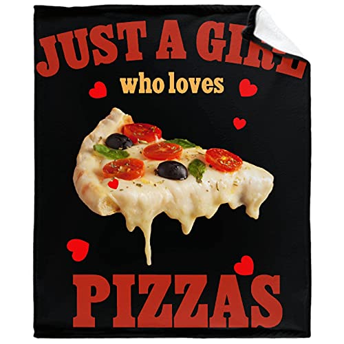 Get Discount Offer Just A Girl Who Loves Pizzas Red Ulta Soft Fleece Flannel Blankets Birthday Halloween Throw Blanket Bedding Moving Cover for Picnic Couch Beach Extra Large 120"x90" Overking