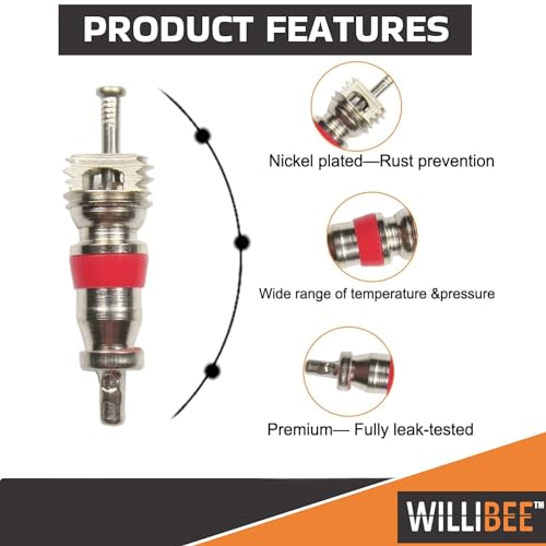 Image of WILLIBEE Valve Core Remover Tool with Car Motorcycle Bike Truck Replacement TPMS Nickel Plated Tire Tyre Valve Stem Core Part (10Pcs)