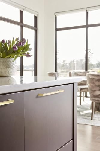 Image of Amerock | Cabinet Pull | Golden Champagne | 8-13 /16 inch (224 mm) Center to Center | Monument | 1 Pack | Drawer Pull | Drawer Handle | Cabinet Hardware