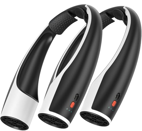 Rohent 2-Pack Hands-Free Neck Fan - 4000mAh USB-C Rechargeable with Turbo Cooling Ultra-Quiet 4 Speeds 360° Airflow for Travel Outdoors (Black)