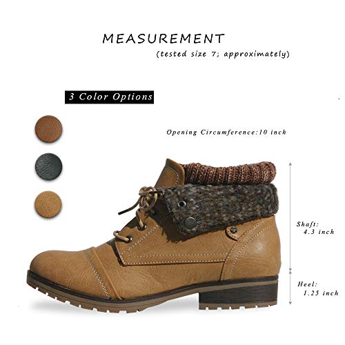 Women’s Knitted Cuff Ankle Booties Lace up Combat Boots Folded Collar Stylish Snow Boots Hiking Shoes3