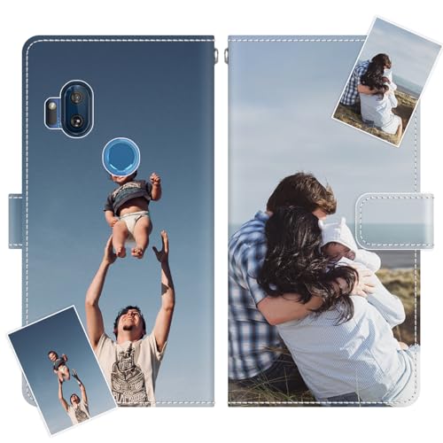 JGOYGYI Funda Personalizada Compatible con Motorola Moto One Hyper,Piel Carcasa Flip Case,Personalizable con Imagen Foto Texto Nombre,Silicona TPU Personalizado Carcasa