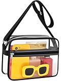 MAY TREE Clear Bag for Stadium Events Clear Messenger Bag Suitable for Concert Outfits and Sports Events, Black
