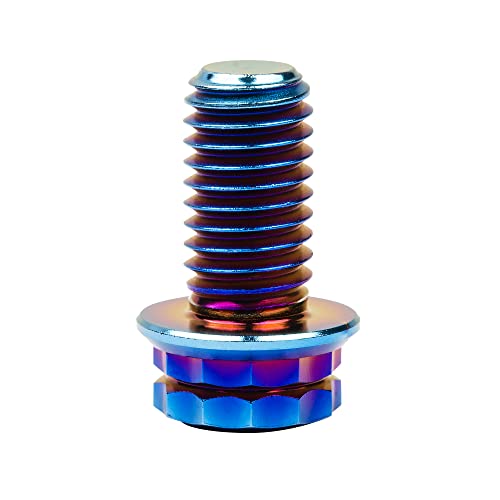 Image of Titanium Flange 12 Point Head M8 x15 20 25 30 35 40 45 50 55 60 65mm Screw Bolt Pack of 4 (M8x15mm, Burning Blue)