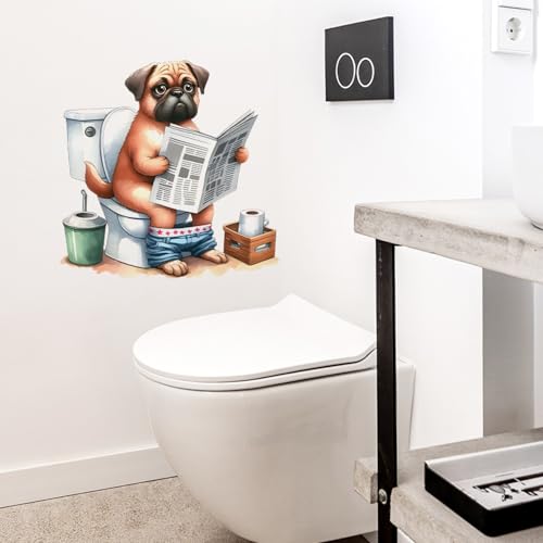Vinilo decorativo adhesivo perro pug acuarela para baño miniatura 4