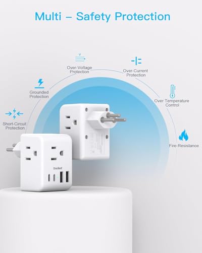 Image of 2 Pack Switzerland Travel Plug Adapter, Type J Power Adaptor with 3 Outlets 4 USB Charging Ports(2 USB C), Swiss Outlet Adapter Travel Plug for US to Switzerland, Liechtenstein, Rwanda