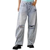 Women Barrel Jeans Baggy Wide Leg Mid Rise Boyfriend...
