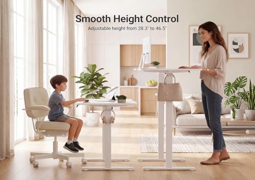 Image of YDN Electric Standing Desk Adjustable Height, 63 x 24 Inches Sit Stand up Desk with Memory Presets & Cable Management, Home Office Desk for Office & Computer Workstation, White Frame /White Top