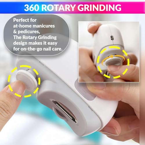 Image of amiciCare 2 in 1 Electric Nail Polisher, Dual Speed Rechargeable Portable Nail Clipper for Baby and Adult, Automatic Nail Trimming, Auto-Shut with Collector