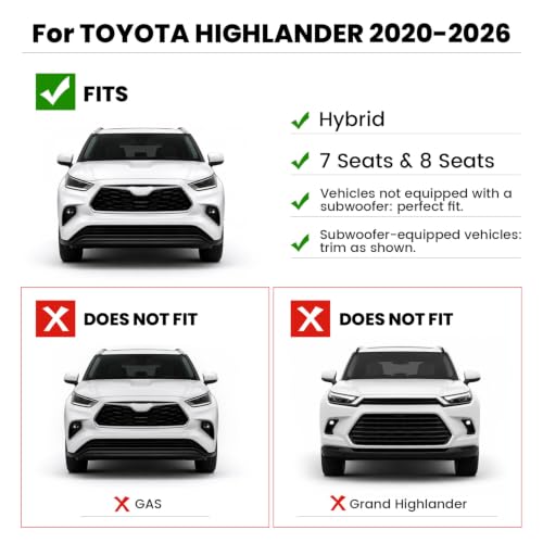 Image of LASFIT Floor Mats & Cargo Mat for Toyota Highlander 2020-2026 (Fit Hybrid, 7&8Seats), All Weather Fit TPE Floor Liners, 3 Rows & Cargo Liner Back Seat Cover for Highlander car mats(Not Subwoofer)