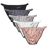 5 Pack Women&apos;s Sexy Satin String Bikini Panties Silky Briefs Underwear