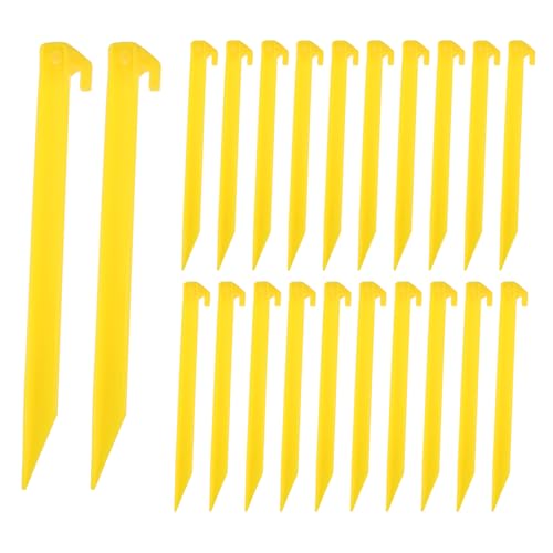 MECCANIXITY Tent Stakes Plastic 30cm/12 Inch Lightweight Ground Pegs with Hook for Outdoor Beach Camping Canopy Tarp, Yellow 24Pcs