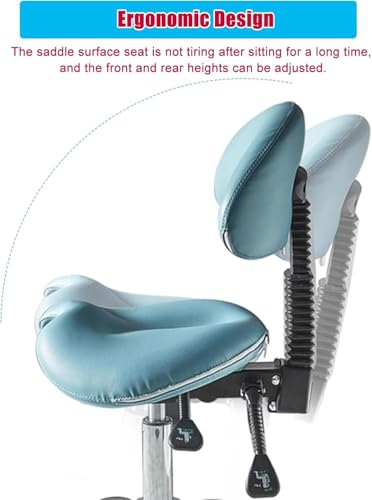 Tabouret selle ergonomique réglable avec dossier pour dentiste et esthéticienne