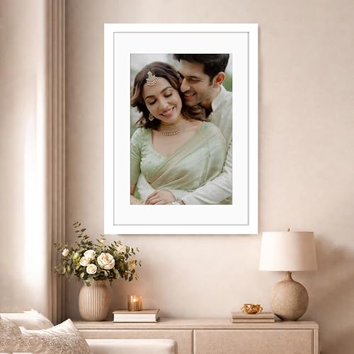 Image of Art Street Synthetic Document Large Size Wall Photo Frame, Set of 1 Big Frames For Wall Artwork, Certificates, Picture & Photographs Home Decor (18x24 Inch, Matted To: 12x18 Inch, White)