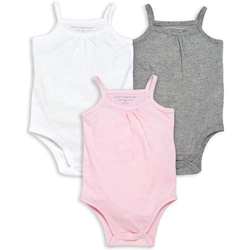 Image of Burt's Bees Baby Unisex Baby 3-Pack Camisole Bodysuits, 100% Organic Cotton