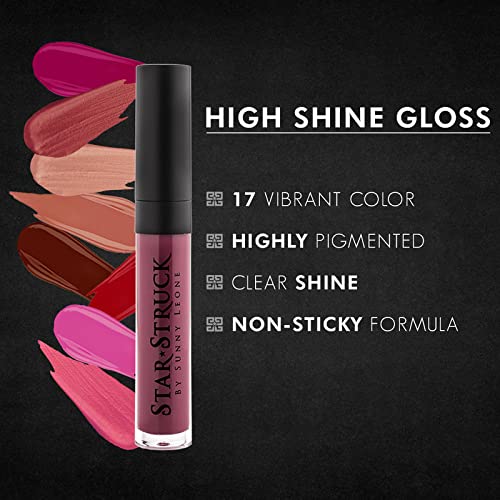 Image of STARSTRUCK BY SUNNY LEONE Glossy Liquid Lip Color, Plum | Highly Pigmented, Hi-Shine & Non-Sticky Formula | Lip Gloss For Girls, Women | Sugar Plum