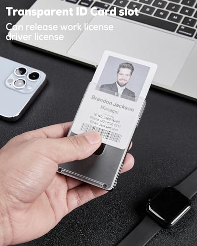 Metal Wallet for Men Slim Minimalist, Front Pocket RFID Blocking Wallet With ID Window, Mens Metal Wallets for Cards And Cash, Holds Up 15 Card Wallet for Men4