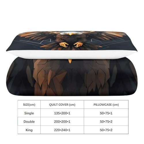Parure de lit aigle blanc microfibre 3D avec taies d'oreiller