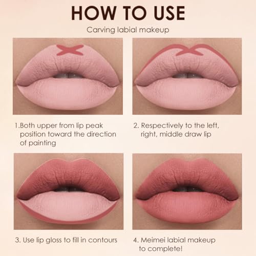 Ninnyi 3PCS Lip Liner and Lipstick Set, Long Lasting Waterproof Lip Stain with Lip Brush - Image 6