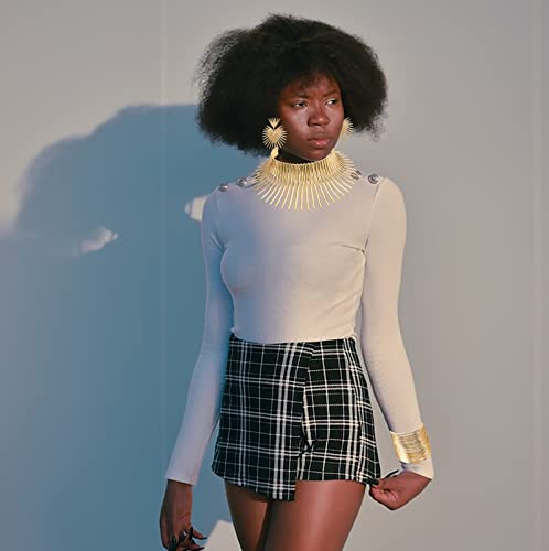 WAINIS African Collar Choker Necklace Earrings Bangle Set for Women Gold Statement Tooth Shape Tribal African Jewelry4