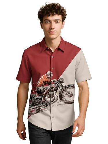 Image of BULLMER Trendy Regular Fit Cotton Blend Printed Casual Half Sleeve Shirt for Men | Stylish Mens Casual Shirts | Shirts for Men