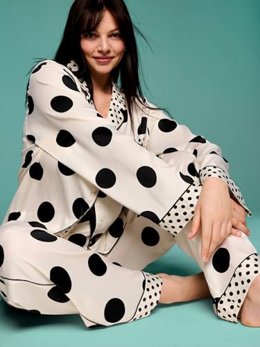 Image of Victoria's Secret Satin Pajama Set, Long Sleeve Button Down Shirt & Pants, Sleepwear for Women (XS-XXL)
