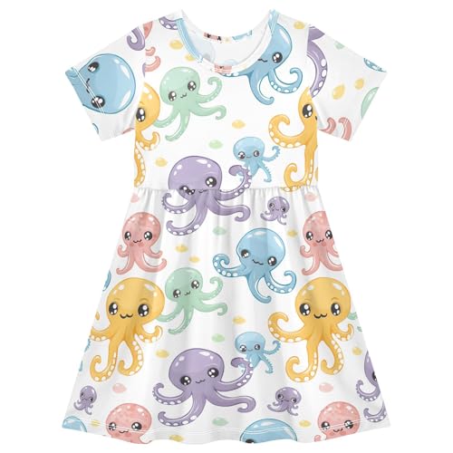 Cute Octopus Toddler Girls Dress Short Sleeve Casual Dresses 2T 202b5328