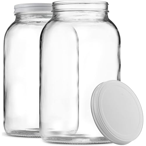 1 Gallon Glass Jar With Lid – 2 Pack Large Glass Jar...