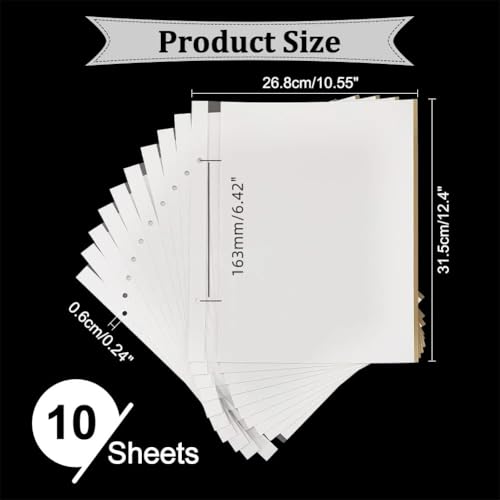 AHANDMAKER 10 Sheets Self Adhesive Refill Pages, 12.4x10.5 Photo Album Self-Stick Inner Page 2 Hole Scrapbook Expansion Page Refill Protectors for Archival Photo Album Wedding Birthday Gift, White